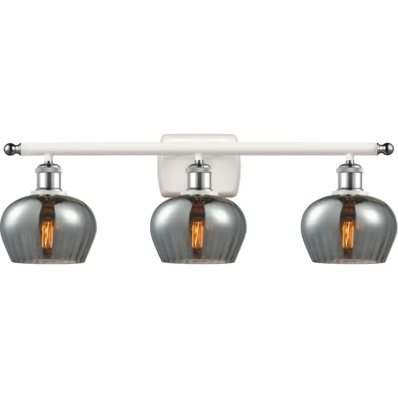 Ballston Fenton LED 26 inch White and Polished Chrome Bath Vanity Light Wall Light in Plated Smoke Glass, Ballston