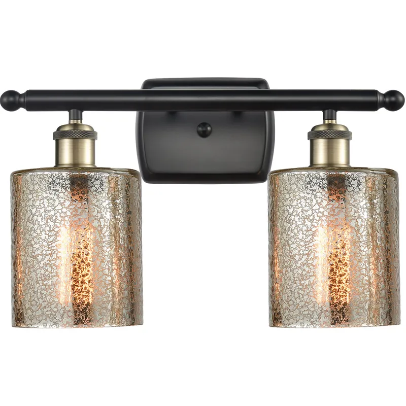 Ballston Cobbleskill LED 16 inch Black Antique Brass Bath Vanity Light Wall Light in Mercury Glass, Ballston