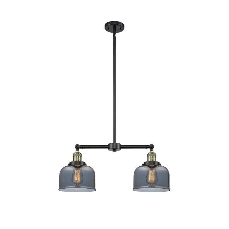 Franklin Restoration Large Bell LED 21 inch Black Antique Brass Chandelier Ceiling Light in Plated Smoke Glass, Franklin Restoration