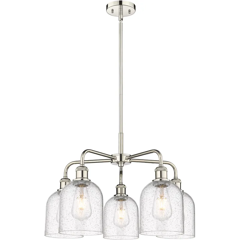 Ballston Bella 5 Light 23.5 inch Polished Nickel Stem Hung Chandelier Ceiling Light in Seedy Glass