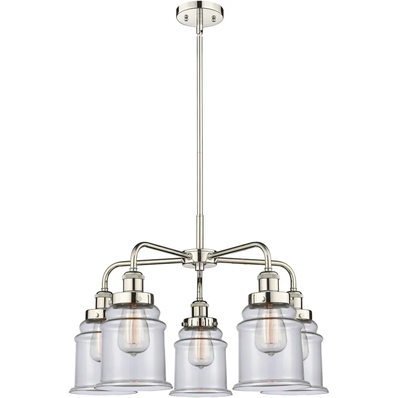 Canton 5 Light 24 inch Polished Nickel Chandelier Ceiling Light in Clear Glass