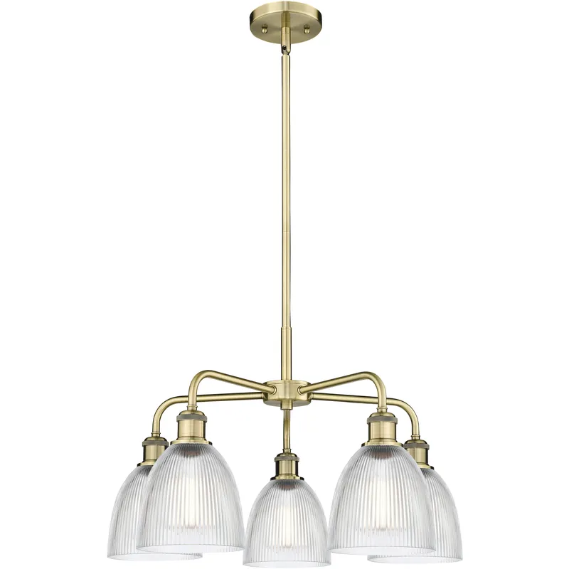 Castile 5 Light 24 inch Antique Brass Chandelier Ceiling Light in Clear Glass