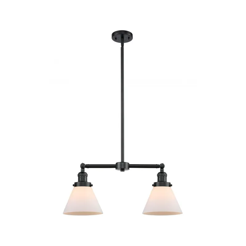 Franklin Restoration Large Cone 2 Light 21 inch Oil Rubbed Bronze Chandelier Ceiling Light in Matte White Glass, Franklin Restoration