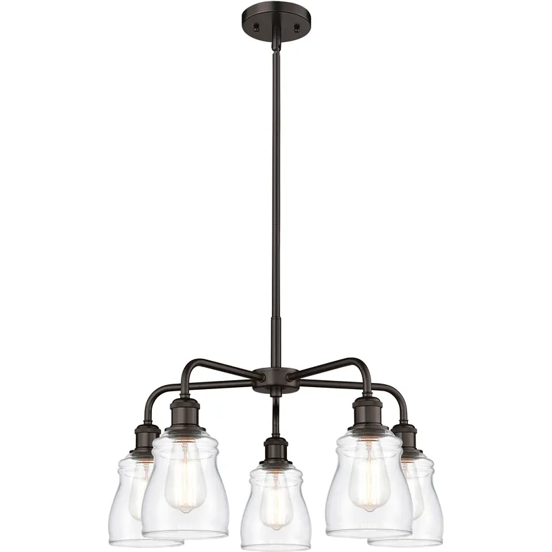 Ellery 5 Light 22.75 inch Oil Rubbed Bronze Chandelier Ceiling Light in Clear