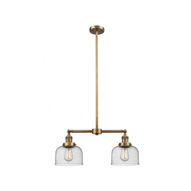 Franklin Restoration Large Bell LED 21 inch Brushed Brass Chandelier Ceiling Light in Seedy Glass, Franklin Restoration