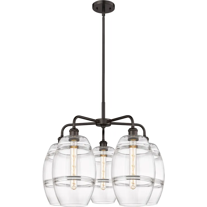 Ballston Vaz 5 Light 26 inch Oil Rubbed Bronze Stem Hung Chandelier Ceiling Light in Clear Glass