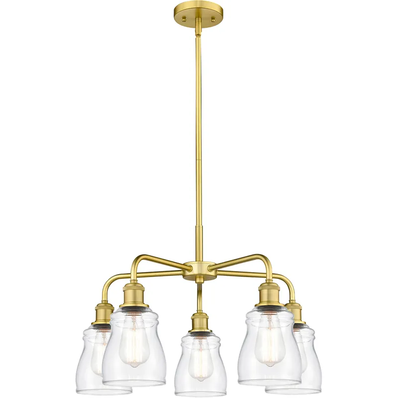 Ellery 5 Light 22.75 inch Satin Gold Chandelier Ceiling Light in Clear