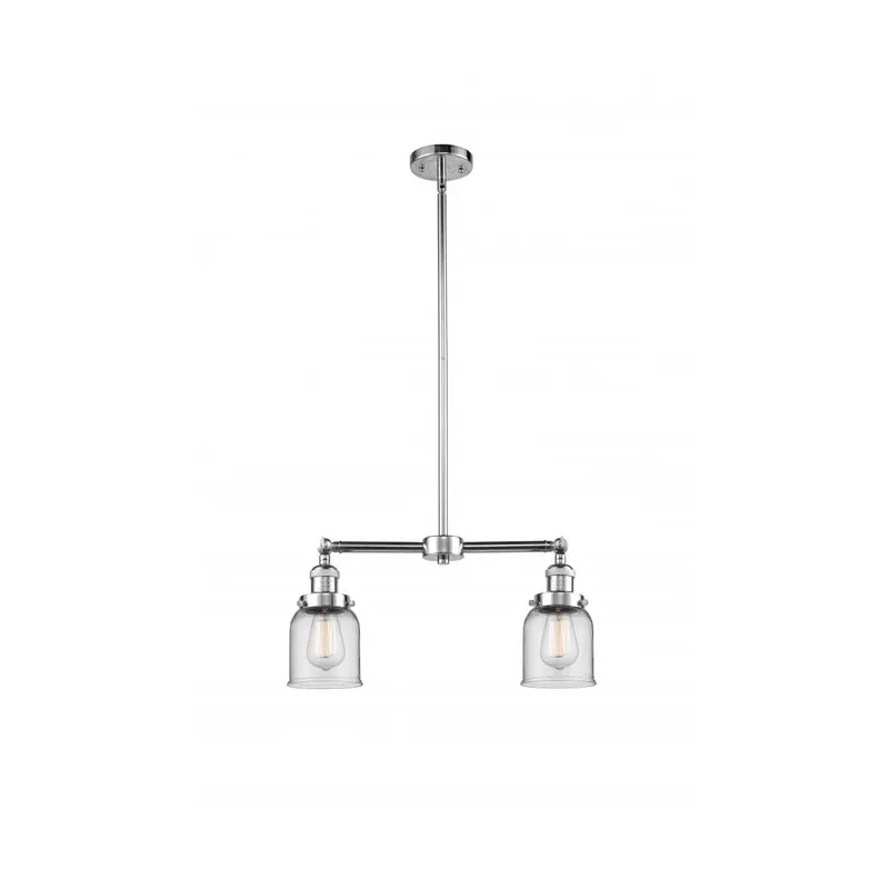 Franklin Restoration Small Bell 2 Light 21 inch Polished Chrome Chandelier Ceiling Light in Clear Glass, Franklin Restoration