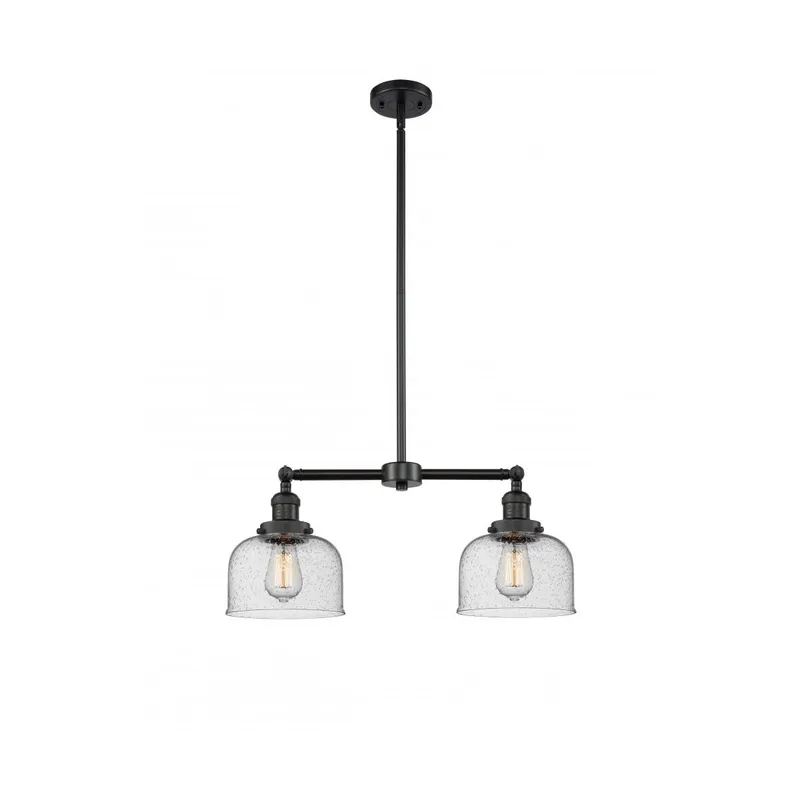 Franklin Restoration Large Bell LED 21 inch Matte Black Chandelier Ceiling Light in Seedy Glass, Franklin Restoration