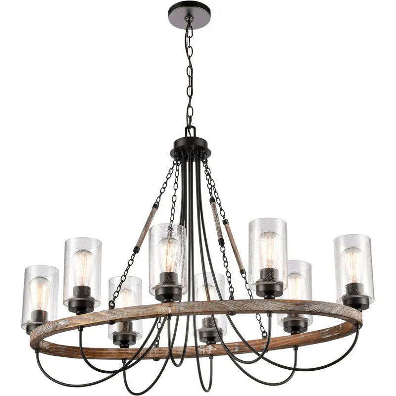 Paladin LED 39.38 inch Matte Black Chandelier Ceiling Light in Seedy Glass