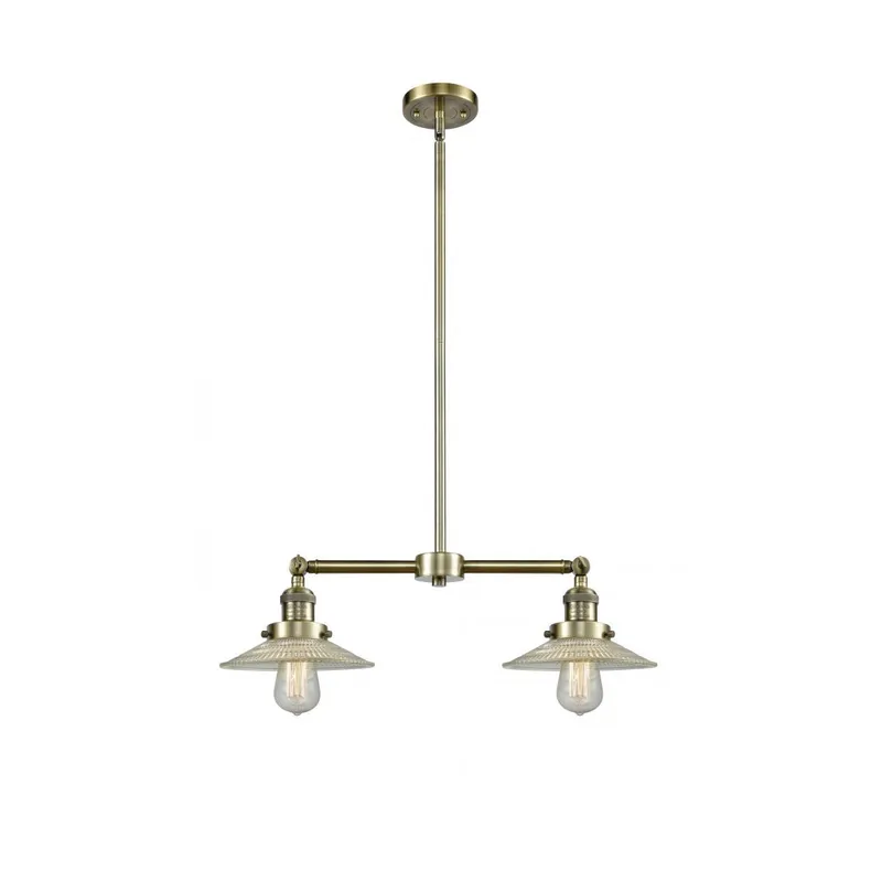 Franklin Restoration Halophane LED 21 inch Antique Brass Chandelier Ceiling Light in Clear Halophane Glass, Franklin Restoration