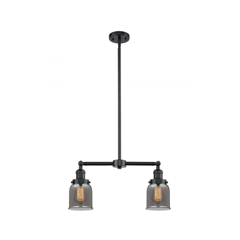 Franklin Restoration Small Bell 2 Light 21 inch Oil Rubbed Bronze Chandelier Ceiling Light in Light Smoke Glass, Franklin Restoration