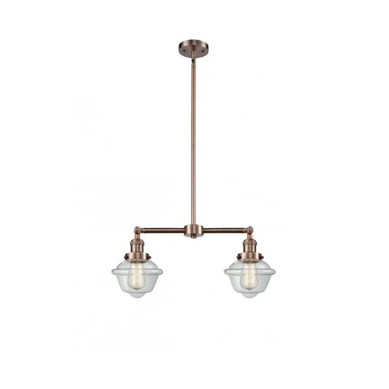 Franklin Restoration Small Oxford LED 24 inch Antique Copper Chandelier Ceiling Light in Clear Glass, Franklin Restoration