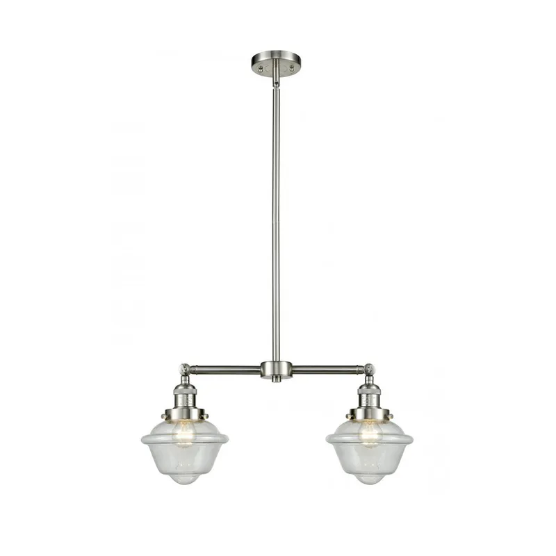 Franklin Restoration Small Oxford LED 24 inch Brushed Satin Nickel Chandelier Ceiling Light in Seedy Glass, Franklin Restoration