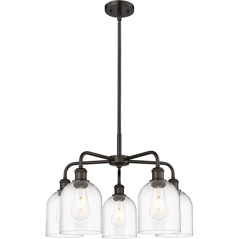 Ballston Bella 5 Light 23.5 inch Oil Rubbed Bronze Stem Hung Chandelier Ceiling Light in Clear Glass