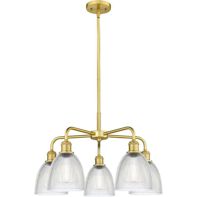Castile 5 Light 24 inch Satin Gold Chandelier Ceiling Light in Clear Glass