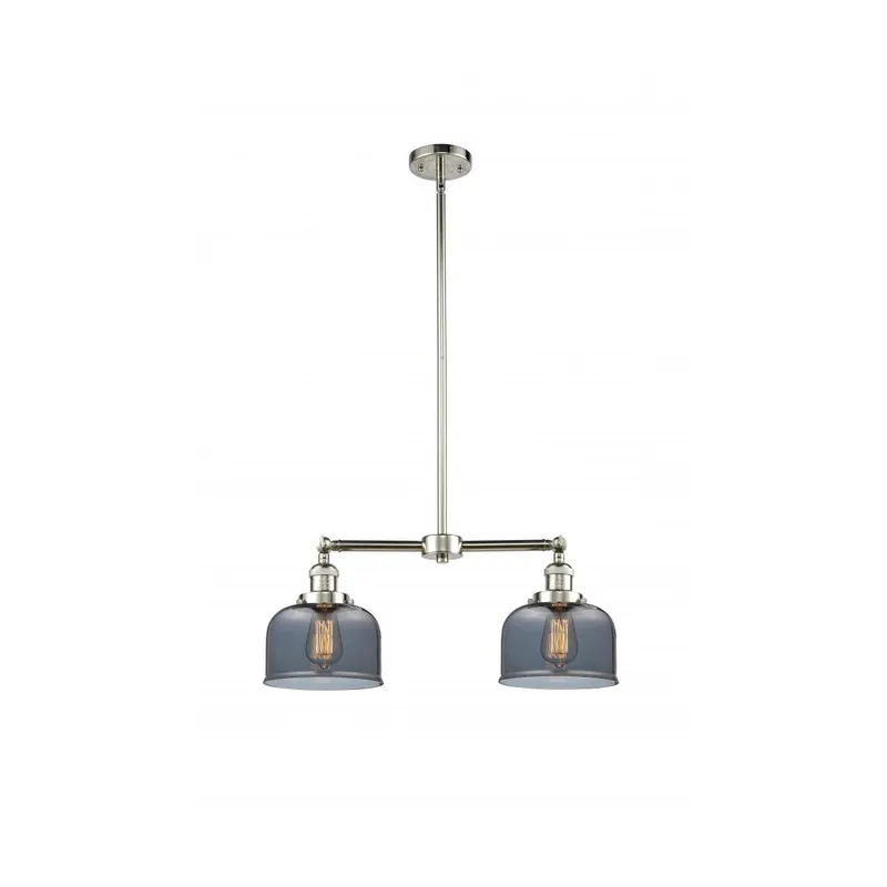 Franklin Restoration Large Bell LED 21 inch Polished Nickel Chandelier Ceiling Light in Plated Smoke Glass, Franklin Restoration