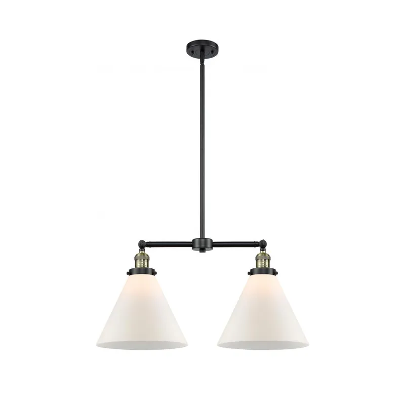 Franklin Restoration X-Large Cone LED 21 inch Black Antique Brass Chandelier Ceiling Light in Matte White Glass, Franklin Restoration