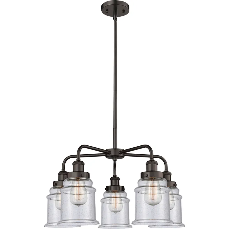 Canton 5 Light 24 inch Oil Rubbed Bronze Chandelier Ceiling Light in Seedy Glass