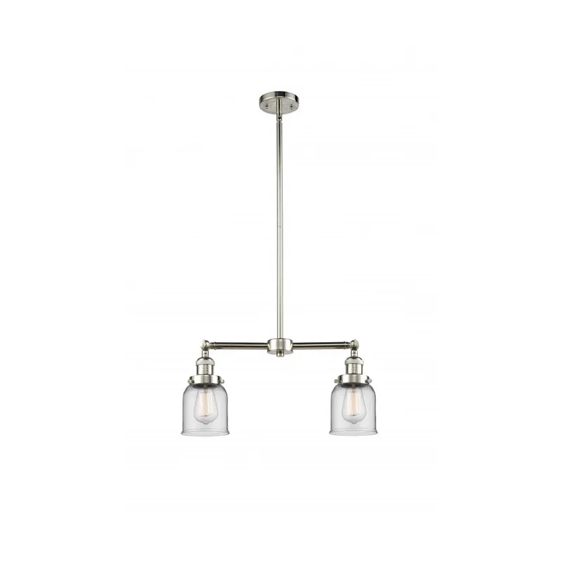 Franklin Restoration Small Bell 2 Light 21 inch Polished Nickel Chandelier Ceiling Light in Clear Glass, Franklin Restoration