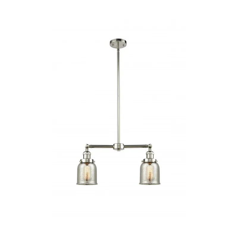 Franklin Restoration Small Bell 2 Light 21 inch Polished Nickel Chandelier Ceiling Light in Silver Plated Mercury Glass, Franklin Restoration