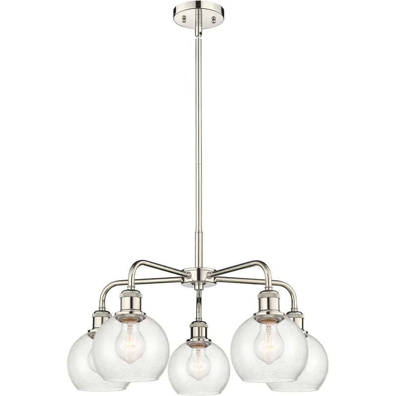 Athens 5 Light 24 inch Polished Nickel Chandelier Ceiling Light in Seedy Glass