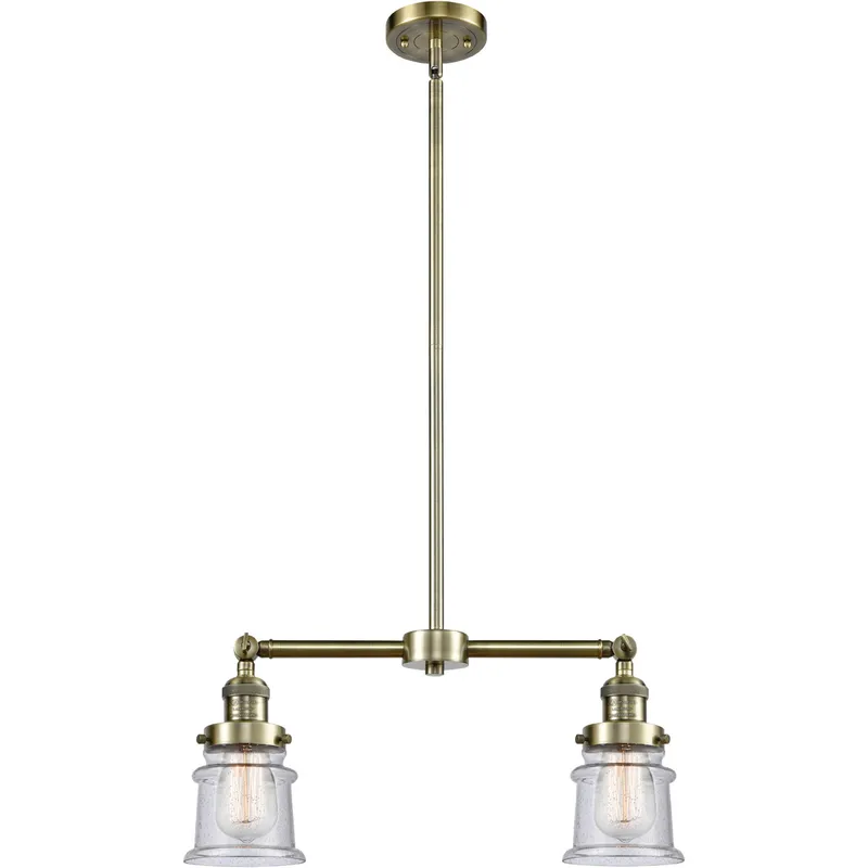 Franklin Restoration Small Canton LED 21 inch Antique Brass Chandelier Ceiling Light in Seedy Glass, Franklin Restoration