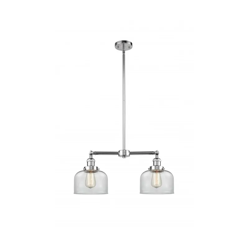 Franklin Restoration Large Bell LED 21 inch Polished Chrome Chandelier Ceiling Light in Clear Glass, Franklin Restoration