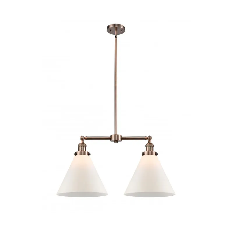 Franklin Restoration X-Large Cone LED 21 inch Antique Copper Chandelier Ceiling Light in Matte White Glass, Franklin Restoration