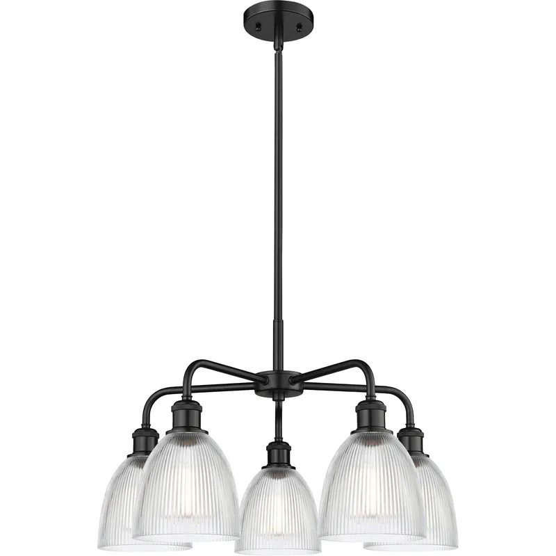 Castile 5 Light 24 inch Matte Black Chandelier Ceiling Light in Clear Glass