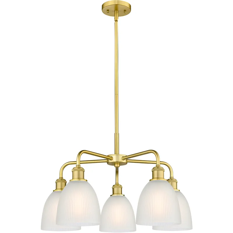 Castile 5 Light 24 inch Satin Gold Chandelier Ceiling Light in White Glass