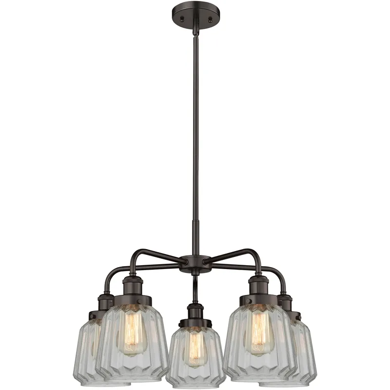 Chatham 5 Light 24.5 inch Oil Rubbed Bronze Chandelier Ceiling Light in Clear Glass