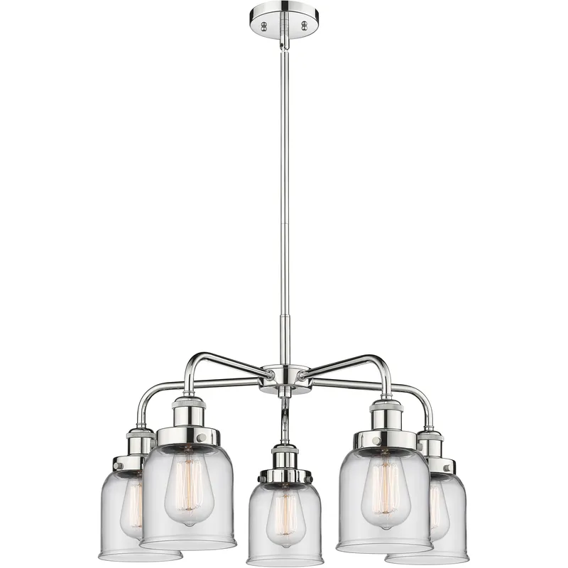 Bell 5 Light 23 inch Polished Chrome Chandelier Ceiling Light