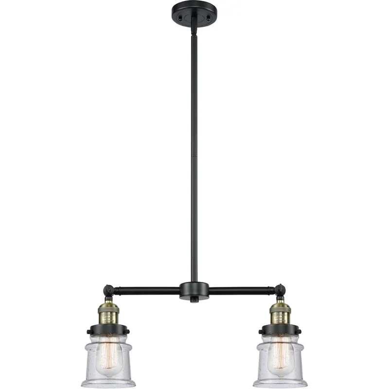 Franklin Restoration Small Canton LED 21 inch Black Antique Brass Chandelier Ceiling Light in Seedy Glass, Franklin Restoration