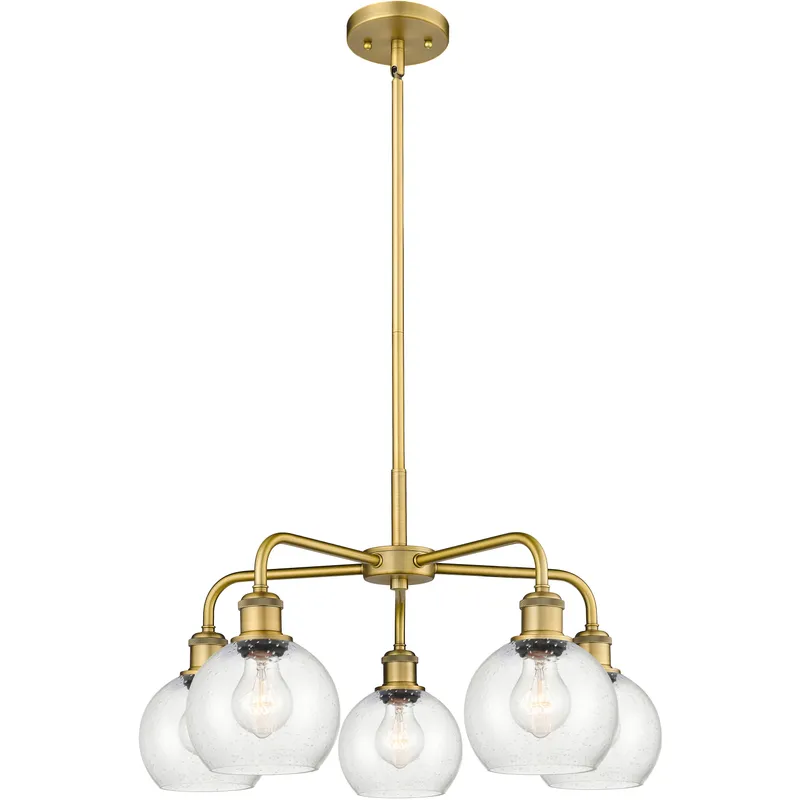 Athens 5 Light 24 inch Brushed Brass Chandelier Ceiling Light in Seedy Glass