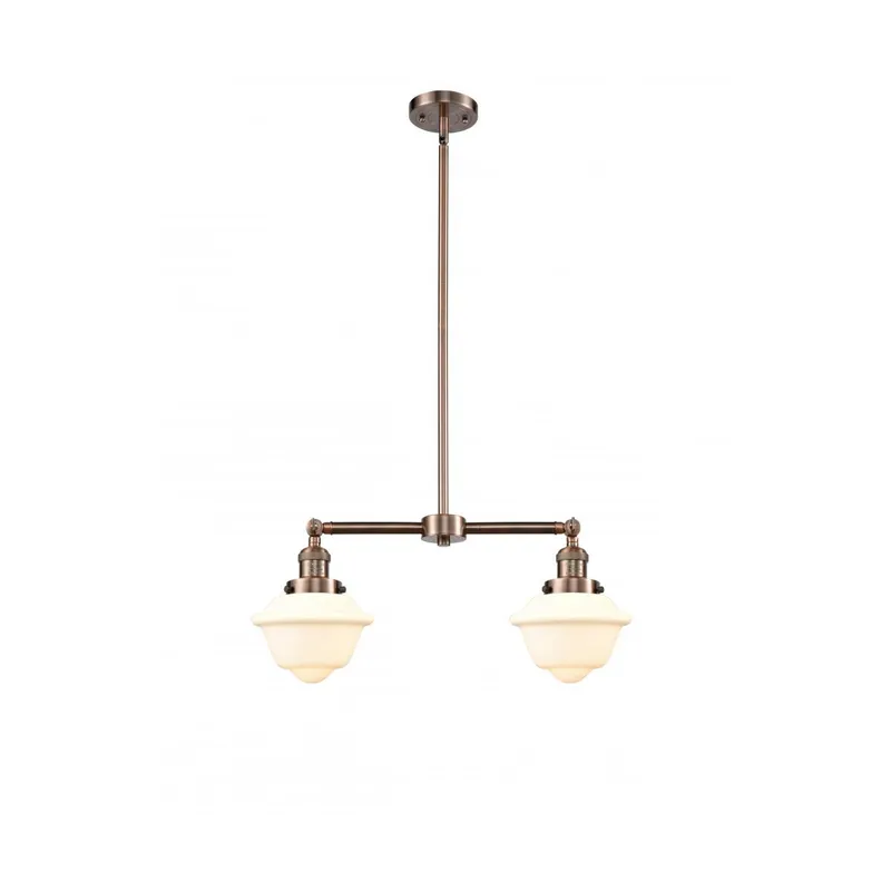 Franklin Restoration Small Oxford LED 24 inch Antique Copper Chandelier Ceiling Light in Matte White Glass, Franklin Restoration