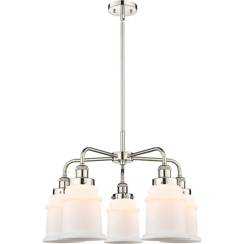 Canton 5 Light 24 inch Polished Nickel Chandelier Ceiling Light in Matte White Glass