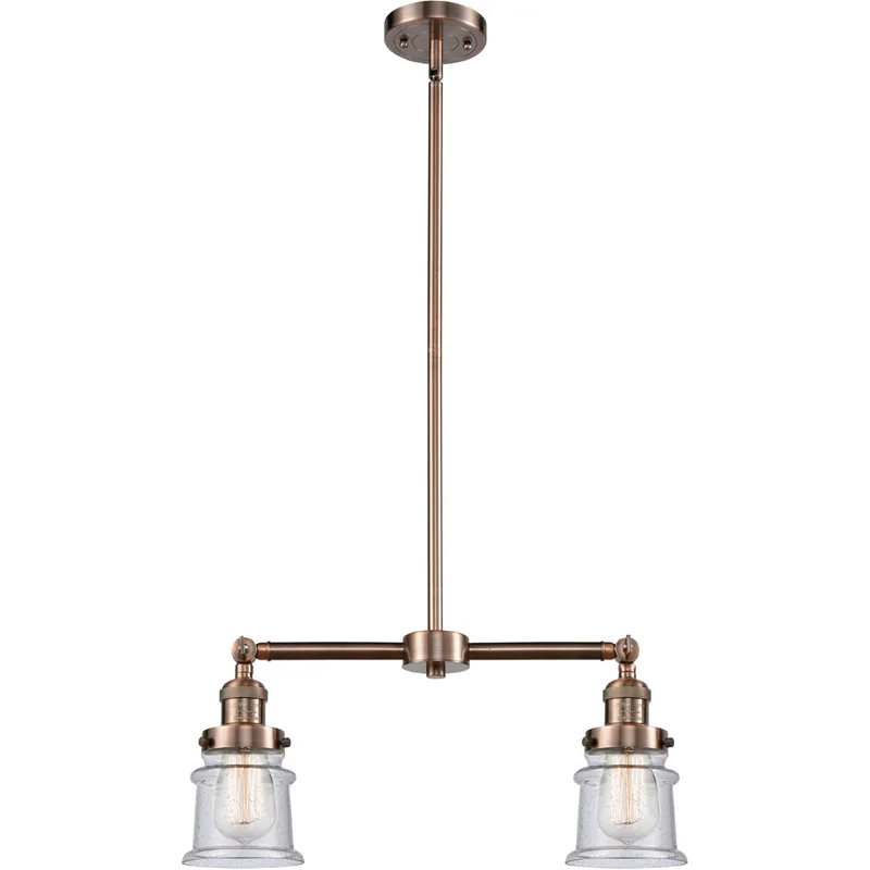 Franklin Restoration Small Canton LED 21 inch Antique Copper Chandelier Ceiling Light in Seedy Glass, Franklin Restoration