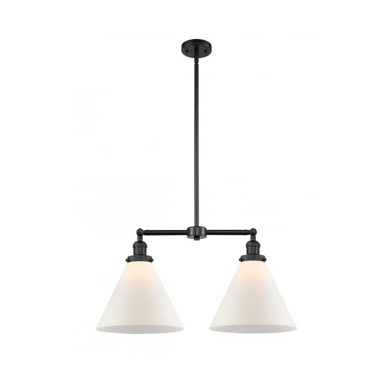 Franklin Restoration X-Large Cone LED 21 inch Matte Black Chandelier Ceiling Light in Matte White Glass, Franklin Restoration