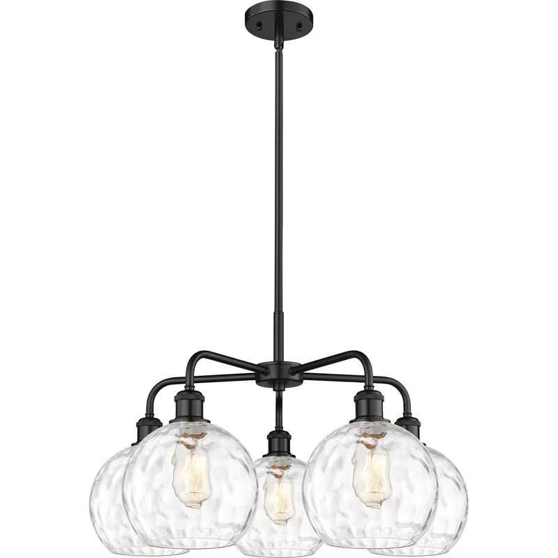 Athens Water Glass 5 Light 26 inch Matte Black Chandelier Ceiling Light