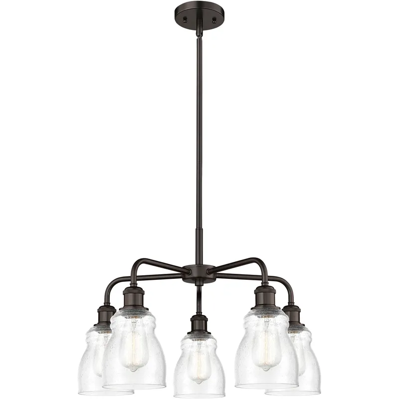 Ellery 5 Light 22.75 inch Oil Rubbed Bronze Chandelier Ceiling Light in Seedy Glass