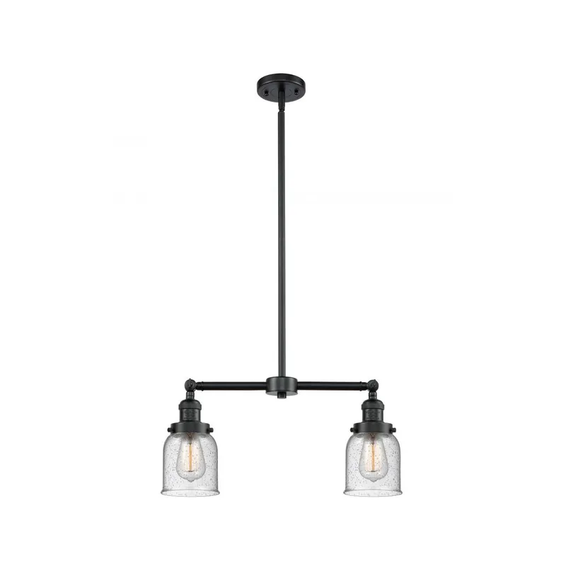 Franklin Restoration Small Bell 2 Light 21 inch Oil Rubbed Bronze Chandelier Ceiling Light in Seedy Glass, Franklin Restoration