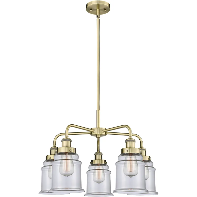 Canton 5 Light 24 inch Antique Brass Chandelier Ceiling Light in Clear Glass