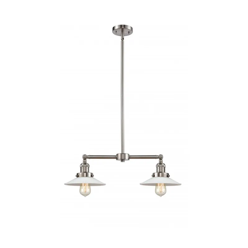Franklin Restoration Halophane LED 21 inch Brushed Satin Nickel Chandelier Ceiling Light in White Halophane Glass, Franklin Restoration