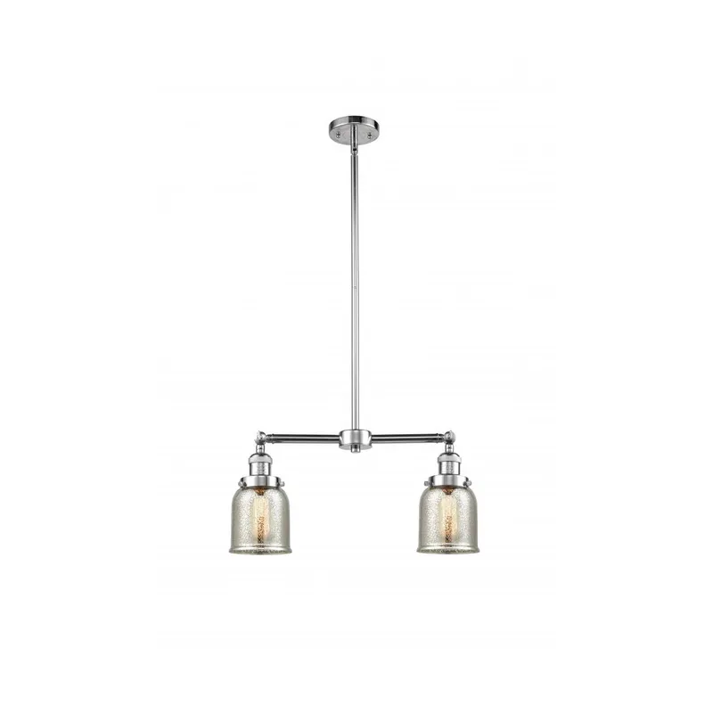 Franklin Restoration Small Bell 2 Light 21 inch Polished Chrome Chandelier Ceiling Light in Silver Plated Mercury Glass, Franklin Restoration