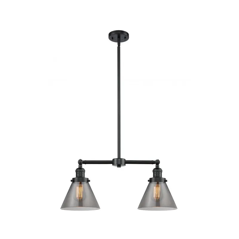 Franklin Restoration Large Cone 2 Light 21 inch Oil Rubbed Bronze Chandelier Ceiling Light in Plated Smoke Glass, Franklin Restoration