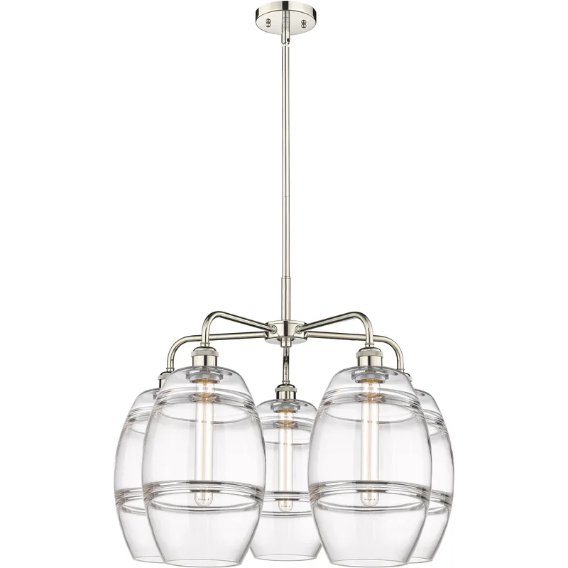 Ballston Vaz 5 Light 26 inch Polished Nickel Stem Hung Chandelier Ceiling Light in Clear Glass