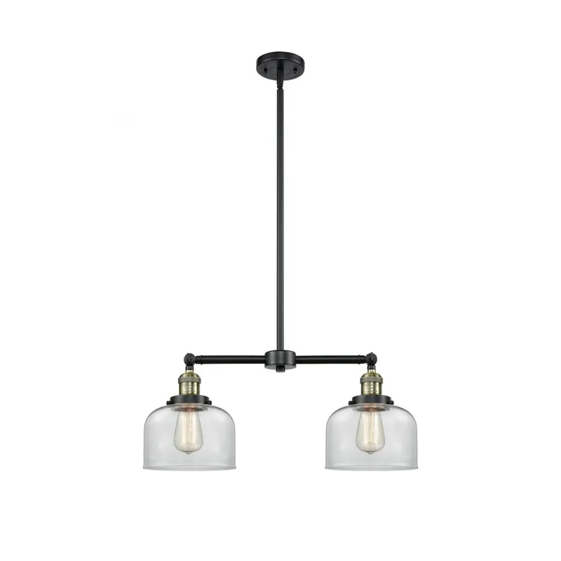 Franklin Restoration Large Bell LED 21 inch Black Antique Brass Chandelier Ceiling Light in Clear Glass, Franklin Restoration