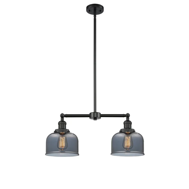 Franklin Restoration Large Bell LED 21 inch Matte Black Chandelier Ceiling Light in Plated Smoke Glass, Franklin Restoration