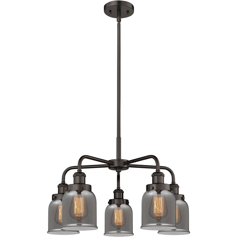 Bell 5 Light 23 inch Oil Rubbed Bronze Chandelier Ceiling Light in Light Smoke Glass